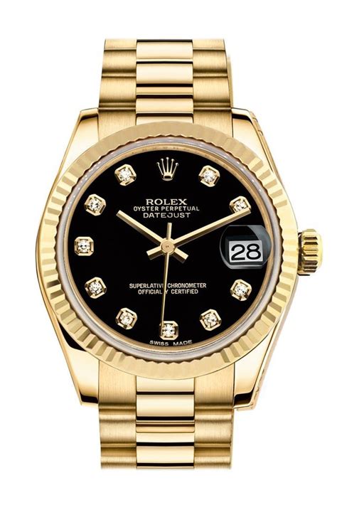 rolex black face with gold|gold Rolex black dial.